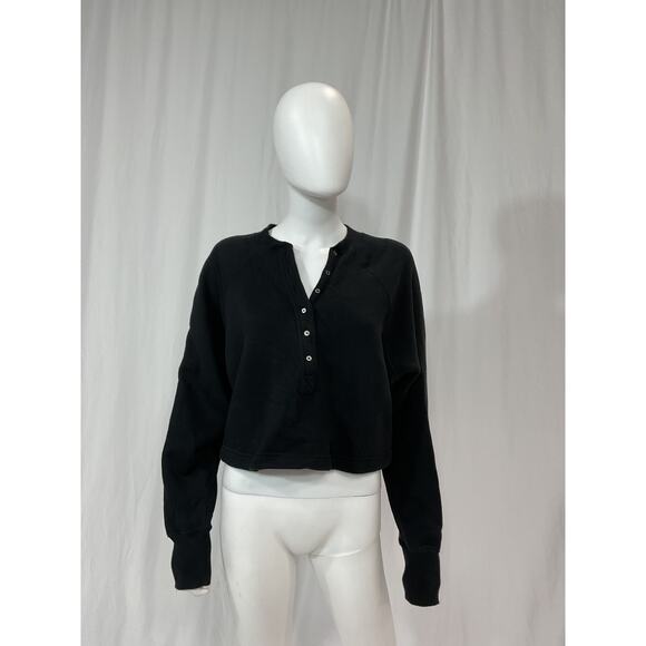 Marissa Webb 'So Uptight' Tan Fine French Terry Plunge Henley Sweatshirt Size XS - Picture 2 of 5